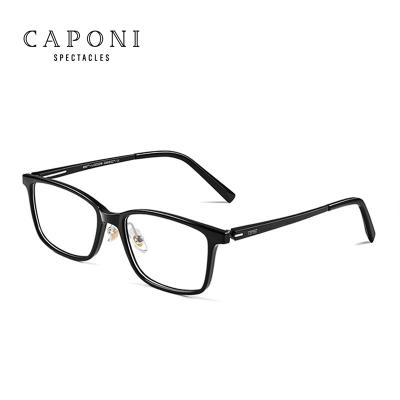 China Black Square Lightweight Thick Aluminum Magnesium CAPONI Anti-blue Light Reading Glasses for sale