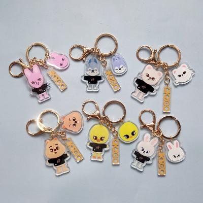 China Misplaced Cartoon Plastic Key Ring Souvenir KPOP Kids Acrylic Key Chain for sale