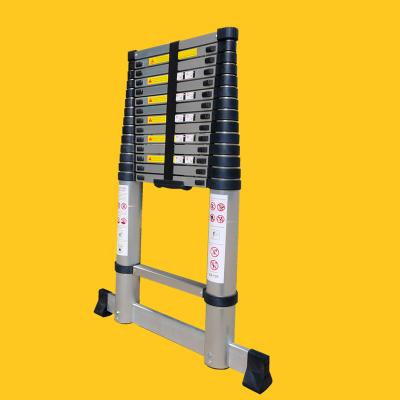 China Folding Ladders Aluminum Alloy Straight Folding Telescopic Ladder With Stabilizer  Bar for sale