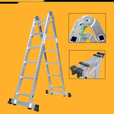 China Folding Ladders Double Sided Aluminum Alloy Foldable Step Ladder With Steel Connect Hinges for sale