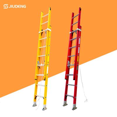 China Folding Ladders FRP GRP Fiberglass Extension Ladder 2x8 2x10 2x12 2x14 2x16 2x18 2x20 Steps for sale