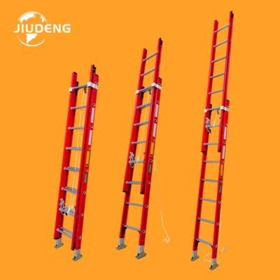 China Folding Ladders FRP GRP Fiberglass Extension Ladder 2x8 2x10 2x12 2x14 2x16 2x18 2x20 Steps for sale