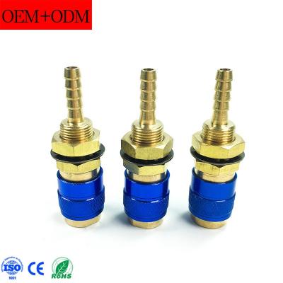 China 6mm Brass Blue Water Cooled Brass And Gas Quick Fitting Connector Adapter For Welding Machine for sale