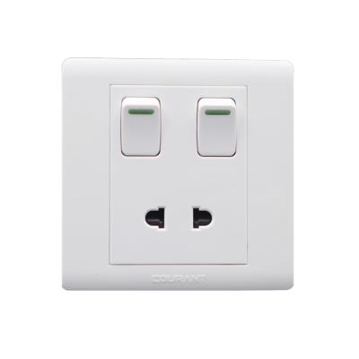 China Economical wall outlet wall outlet ABS phosphor silver ally point wall outlet MINISTRY OF INTERIOR HOTEL 13A 2 terminal 2 strip switch outlet factory for sale