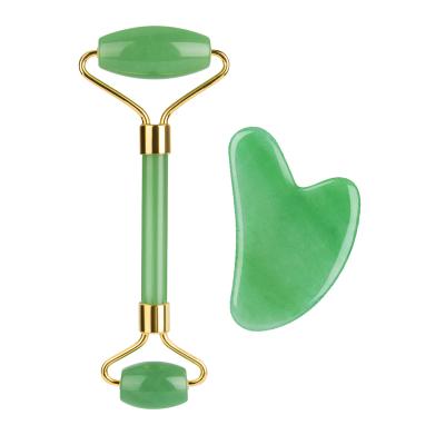 China Wholesale Natural Blood Vessel Removal Beauty Quartz Jade Roller Gua Sha Set Face Massage Jade Roller for sale