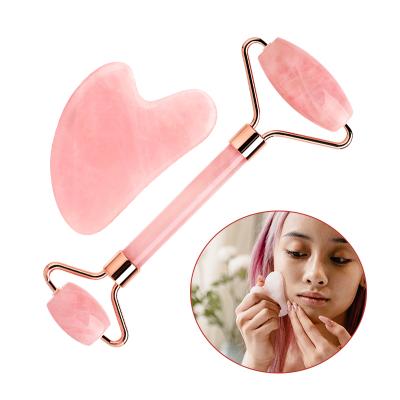 China Custom Blood Vessel Removal Gua Sha Tool Green Jade Roller Face Lift At Home for sale