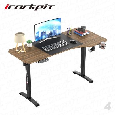 China Wooden Adjustable Executive Height Walnut Icockpit Single Motor Electric Standing Desk (Height) Adjustable Standing Desk for sale