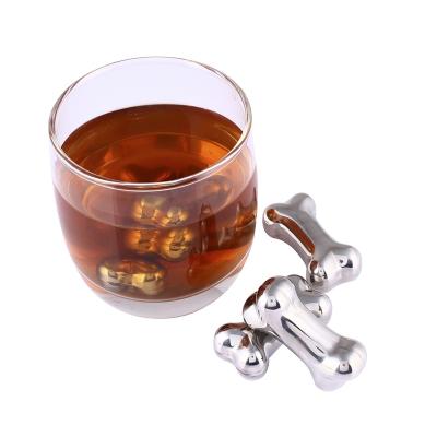 China Viable 4 bone pack shaped gift box package whiskey stone stainless steel wine bone ice cube for sale for sale