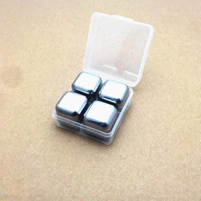 China Viable Reusable Cooling Tool Wine Ice Rock Stone Metal Ice Cube with 4pcs for sale