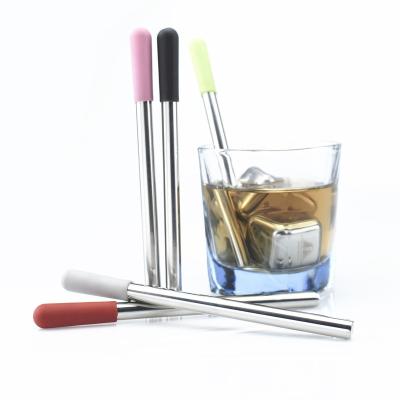 China Viable Color Cocktail Food Grade 304 Stainless Steel Quick Cooling Stirring Stick Messy Person With Silicone for sale