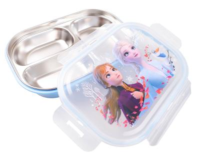 China Cartoon Disney Lunch Box, Dinner Bucket, Kids Dinnerware, Tableware, Stainless Steel Coating, Dismountable, Frozen, McQueen, Monsters, MickeymMinnie for sale