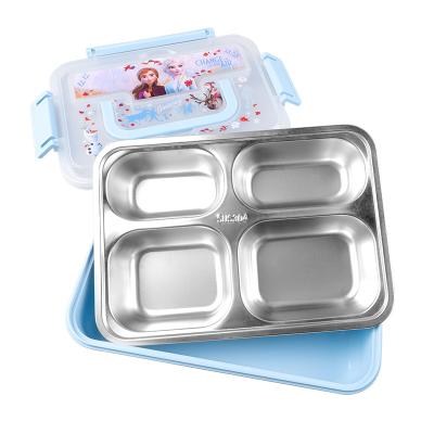 China Cartoon Disney Dinner Bucket, Lunch Box, Kids Dinnerware, Tableware, Dinner Set, Cover, Stainless Steel Liner, Dismountable, Frozen, McQueen for sale