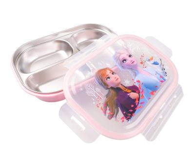 China 2 Disney Lunchbox Kids Lunch Box Removable Bucket Sustainable Frozen Tableware Stainless Steel Liner for sale