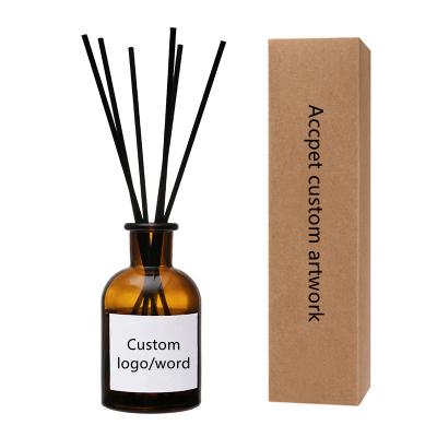 China Wholesale Custom Clear Empty Luxury Personal Care Logo 100ml 300ml Aroma Reed Oil Perfume Diffuser Amber Glass Bottle With Gift Box for sale