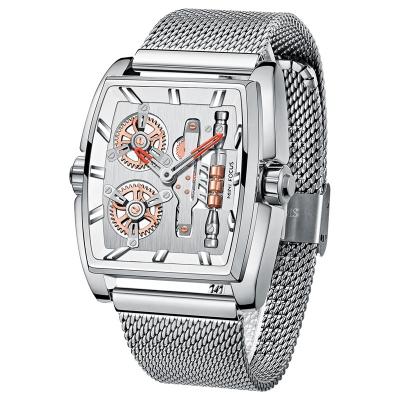 China Design Waterproof Mechanical Men's Stainless Steel Mesh Fashion Rectangular Quartz Strap Watch for sale