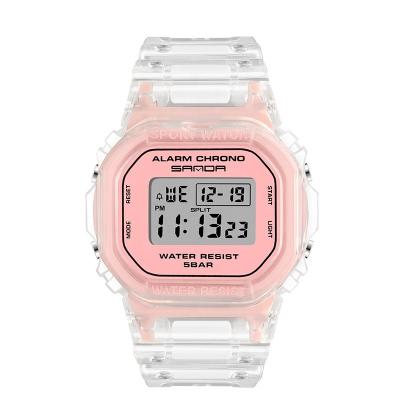 China Popular Ladies Digital Watch Ladies Alarm Fashion Transparent Ladies Sports Watch for sale