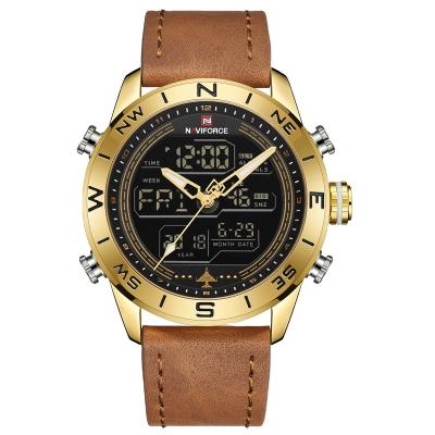 China New Leather Fashion Double Day / Date Display Luxury Mens Digital Watch for sale