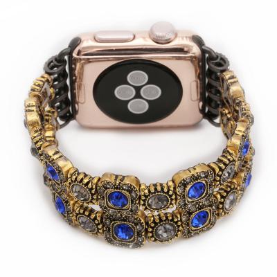 China Gems & New Stones Trend Apple Smart Watch Ladies Strap With Gem Onyx 38mm/42mm Apple Watch Band for sale