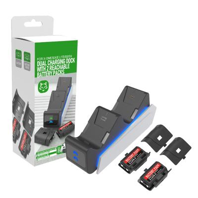 China Rechargeable battery for x-box one dual charging dock with 2 accessible battery packs for X-one/s/Elite/SS/SX for sale