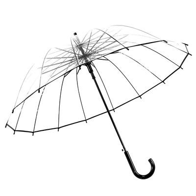 China Minimalist Transparent 16K Thicken EVA Rain Umbrella With Black Line Semi Automatic Upright Umbrella for sale