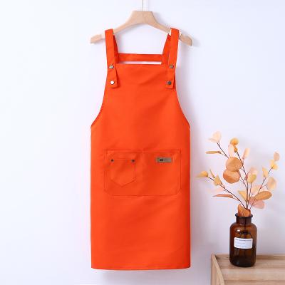 China Logo Custom Kitchen Apron is recyclable, cooking cotton canvas apron with pocket for sale