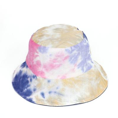 China Fancy Design Striped Tie Dye 100% Sun Hat Reversible Cotton Bucket Hat Hunting Summer Travel Bucket Hat for sale