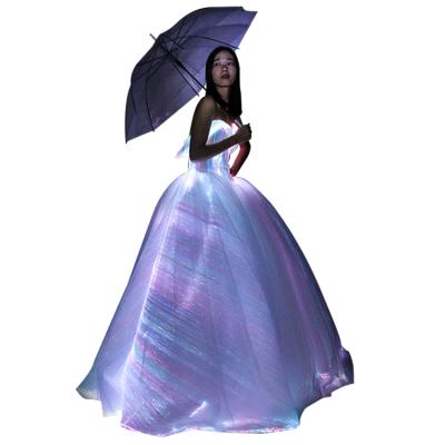 China Breathable Luxury LED Fiber Optic Wedding Dress Led Lights Prom Dress Luminous Wedding Dress for sale