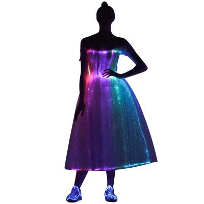 China Breathable Led Light Up Women Party Prom Dress Evening Dresses Lady Fiber Optic Women's Dress for sale