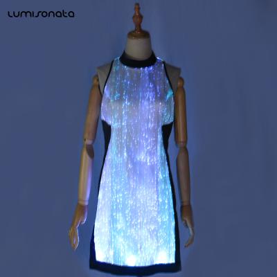 China Fashion and Modern LED Lighting Fiber Optic Color Changed Fashion Cheap Silk Maxi Dresses for sale