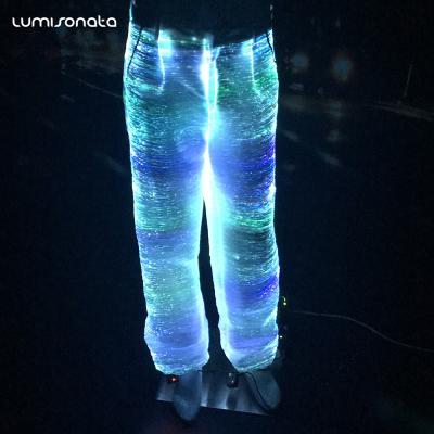 China Sustainable Cool Fashion Led Fiber Optic Clothing Led Luminous Pants Fiber Optic Cloth Pants for sale