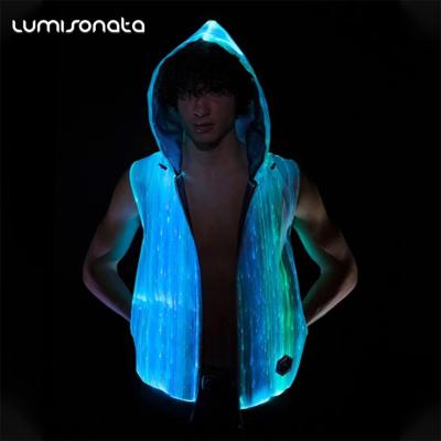 China Luminous Led Light Up Luminous Color 7 Zipper Jacket Men Glowing Hoodie For Night Club Concert Music Festival Performance Clothing for sale