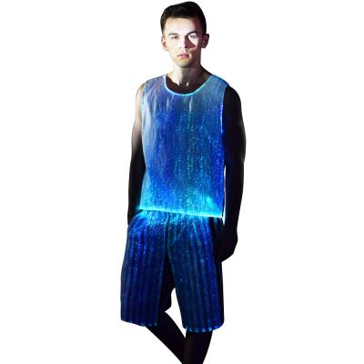 China EL Flashing 2020 Spring Summer New Arrival Party Nightclub Party EL Tank Music Fiber Optic T-shirt LED T-shirt Glowing Luminous T-shirt Men for sale