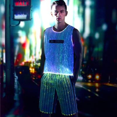 China Men Super Cool Fiber Optic LED Luminous T-shirt Wholesale for sale