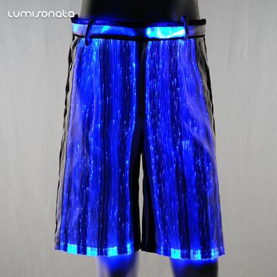 China QUICK DRY Mens Luminous Fiber Optics Led Light Up Festival Short Pants for sale