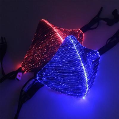 China Fiber Optic Cloth Rechargeable Fashion Led Luminous Party Masks Fiber Optic Mask For Christmas Halloween Festival for sale