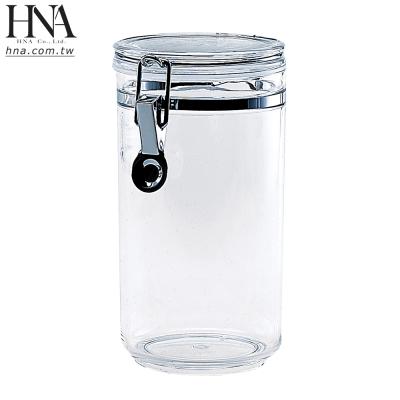 China Sustainable HNA Taiwan Made 1 Liter Airtight Clear Acrylic Canister With Silicone Locking Clamp for sale