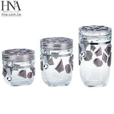 China Sustainable HNA Taiwan Made Modern Kitchen Countertop Airtight Silver Canister Set For Food Storage for sale