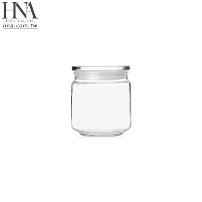 China Freshness Preservation HNA Home Kitchen Round Body 500ml Round Cylinder Glass Canister Jars With Airtight Lids for sale