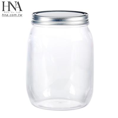 China Sustainable HNA Taiwan Made Clear 1500 Ml Plastic Mason Jar With Metal Screw Lid for sale