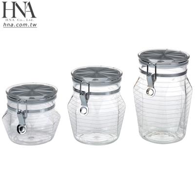 China Sustainable HNA Taiwan Made Airtight Clamp Acrylic Jar For Kitchen Countertop for sale