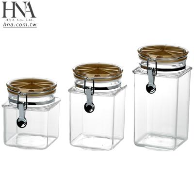 China Sustainable HNA Taiwan Made Airtight Square Food Jar With Loop Clamp Lid for sale