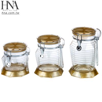 China Sustainable HNA Taiwan Made Premium Quality Clear Plastic Jar With Gold Lid for sale