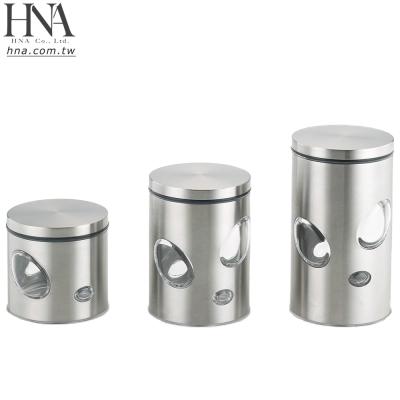 China Sustainable HNA Taiwan Made Airtight Stainless Steel Jar With Visible Window for sale