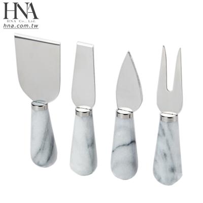 China HNA Viable Taiwan Made Stainless Steel 4 Cheese Knife Set Natural White Marble Set for sale