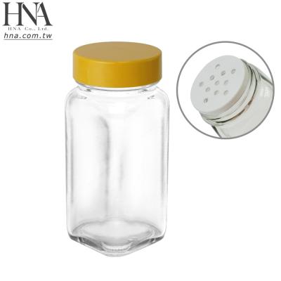 China Sustainable HNA Taiwan Made 4oz Capacity Square Glass Spice Shakes Shakers With Airtight Caps for sale