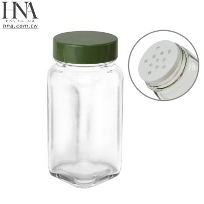 China Sustainable HNA Taiwan Made Square Glass Spice Jar Container Set With Shaker Lids for sale