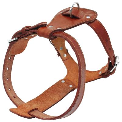 China Durable Adjustable Soft Comfortable Durable Luxury Genuine Leather Dog Harness for sale