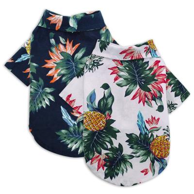 China Sustainable Hawaiian Style Cotton Printed Pet T Shirt Dog Clothes Summer For Small Medium Dogs Cats for sale