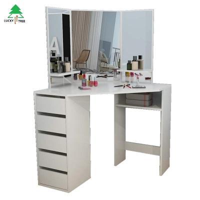 China Modern Style 6 Drawer(Height)Adjustable Wooden Storage Cabinet Wood Dresser With Mirror for sale