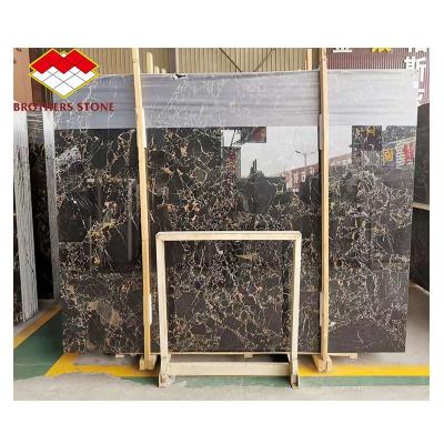 China Modern Luxury Portoro Black Marble Stone Tiles Customized Black Marble Flooring Tiles for sale